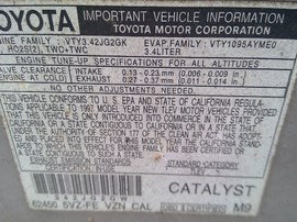1997 TOYOTA 4RUNNER, SILVER, SR5, 3.4L, AT, 4WD,  Z25006